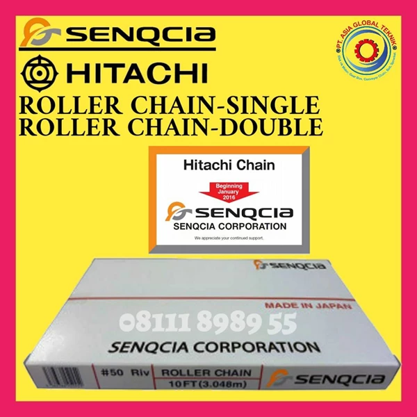 Jual ROLLER CHAIN RS 100 DOUBLE HITACHI SENQCIA ORIGINAL RANTAI JAPAN