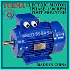 ELECTRIC MOTOR YUEMA SA-11KW/15HP-3PHASE-380V-1450RPM-B3- ALUMINUM 1