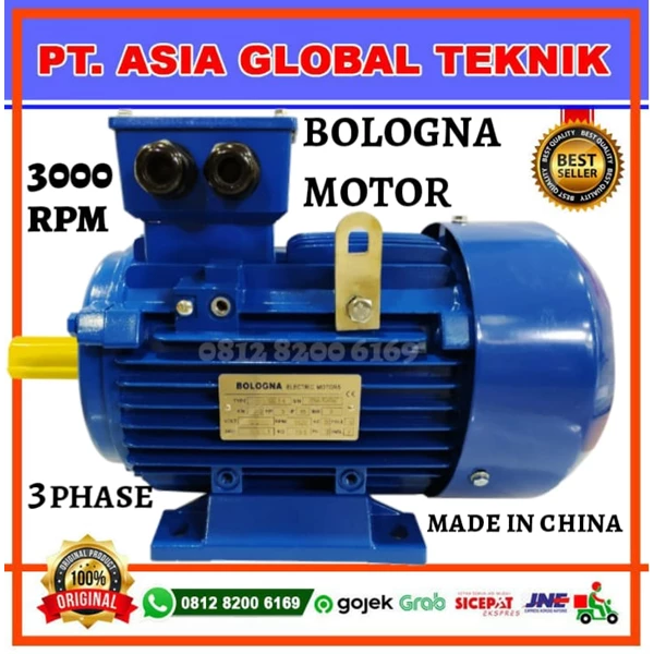 BOLOGNA MOTOR 0.75KW/1HP/2POLE/3PHASE/3000rpm FOOT MOUNTED B3
