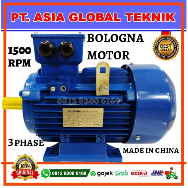 BOLOGNA MOTOR 0.55KW/0.75HP/4POLE/3PHASE/1500rpm FOOT MOUNTED B3